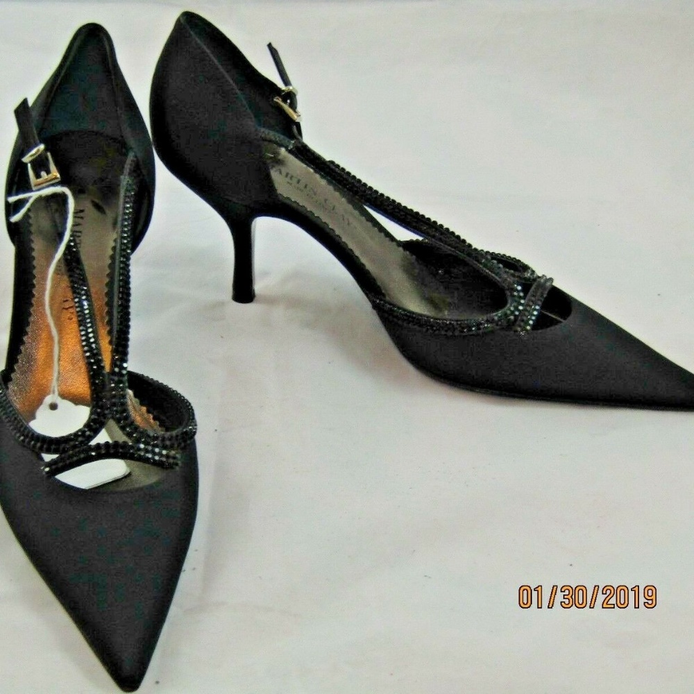 MARTIN CLAY Rhinestones Pointy Toe Pumps